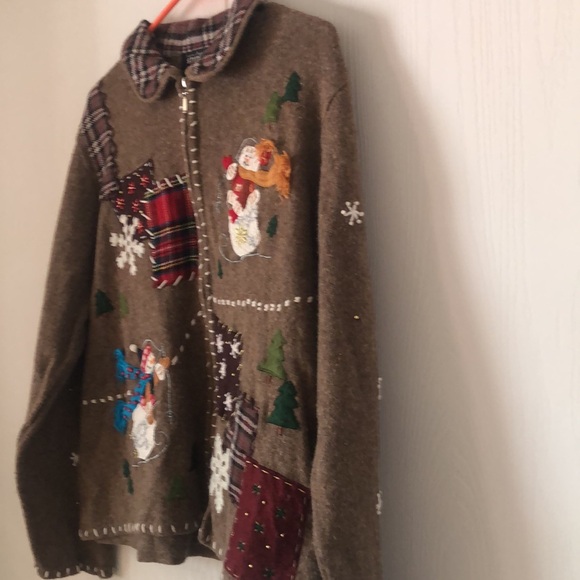 Woman’s VTG Y2k rare Christmas festive wool plaid blend patchwork jacket topper - Picture 4 of 11